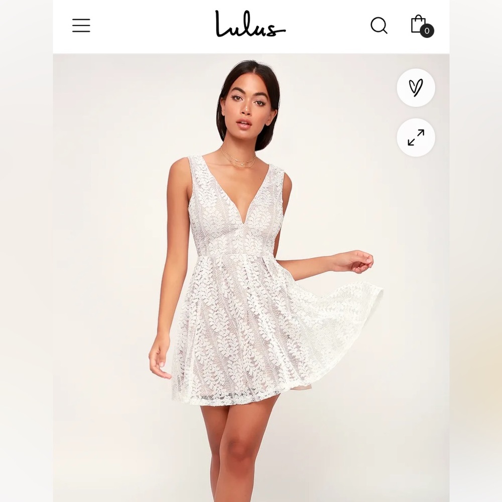 Lulus All of My Heart White Lace Skater Dress